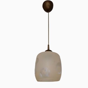 Ceiling Light in Beige Glass & Gold-Colored Plastic, 1980s-HOI-1276804