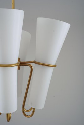 Ceiling Light in Brass and Opaline Glass attributed to Hans-Agne Jakobsson, 1950s-FM-1728481