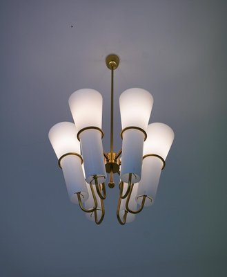 Ceiling Light in Brass and Opaline Glass attributed to Hans-Agne Jakobsson, 1950s-FM-1728481