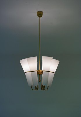 Ceiling Light in Brass and Opaline Glass attributed to Hans-Agne Jakobsson, 1950s-FM-1728481