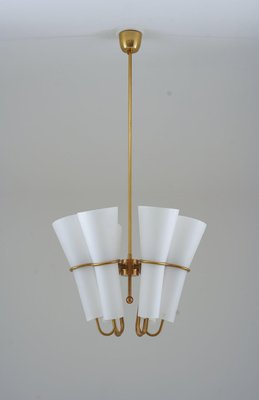 Ceiling Light in Brass and Opaline Glass attributed to Hans-Agne Jakobsson, 1950s-FM-1728481