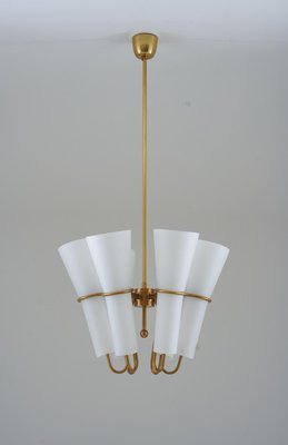 Ceiling Light in Brass and Opaline Glass attributed to Hans-Agne Jakobsson, 1950s-FM-1728481