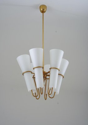 Ceiling Light in Brass and Opaline Glass attributed to Hans-Agne Jakobsson, 1950s-FM-1728481