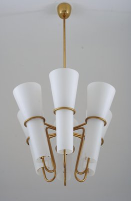 Ceiling Light in Brass and Opaline Glass attributed to Hans-Agne Jakobsson, 1950s-FM-1728481