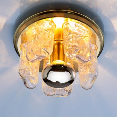 Ceiling Light in Brass with Hand-Blown Glass Elements from Doria Leuchten, Germany, 1970s-QBR-1757240