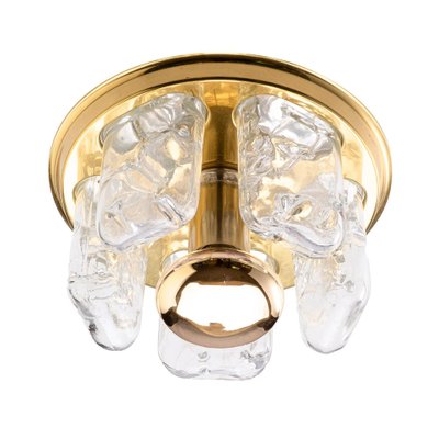 Ceiling Light in Brass with Hand-Blown Glass Elements from Doria Leuchten, Germany, 1970s-QBR-1757240