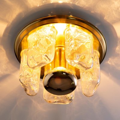 Ceiling Light in Brass with Hand-Blown Glass Elements from Doria Leuchten, Germany, 1970s-QBR-1757240