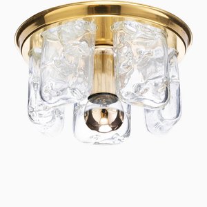 Ceiling Light in Brass with Hand-Blown Glass Elements from Doria Leuchten, Germany, 1970s-QBR-1757240