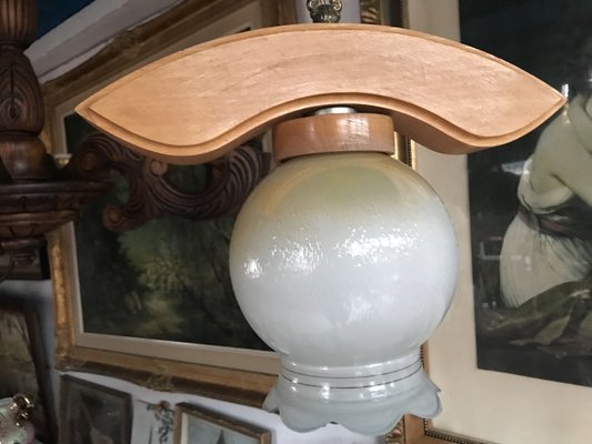 Ceiling Light in Wood and Glass, 1970s-WQQ-1780558