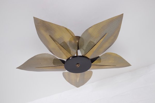 Ceiling Light with Perforated Brass Petals, 1970s-OWS-1721307