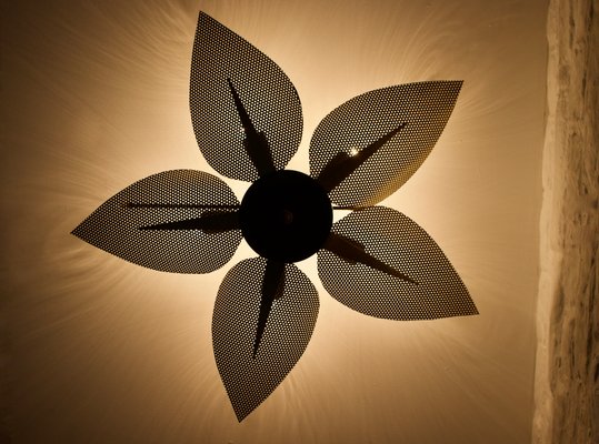 Ceiling Light with Perforated Brass Petals, 1970s-OWS-1721307