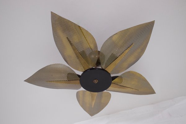 Ceiling Light with Perforated Brass Petals, 1970s-OWS-1721307