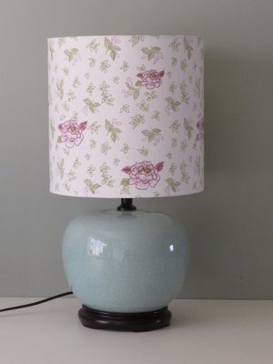 Celadon Colored Crackle Ceramic Table Lamp with New Custom Lampshade-UKG-1260842