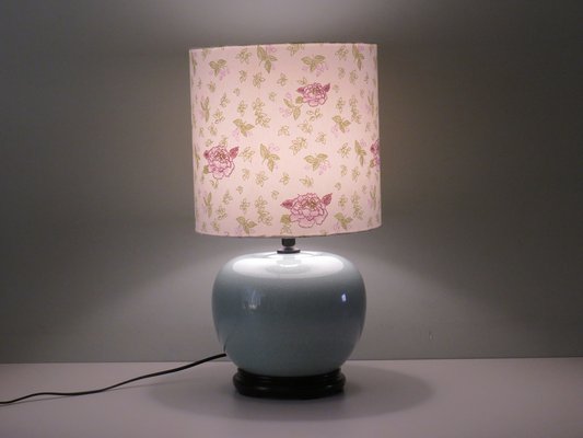 Celadon Colored Crackle Ceramic Table Lamp with New Custom Lampshade-UKG-1260842