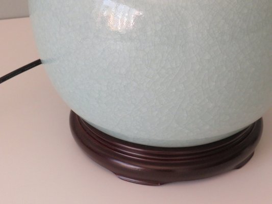 Celadon Colored Crackle Ceramic Table Lamp with New Custom Lampshade-UKG-1260842