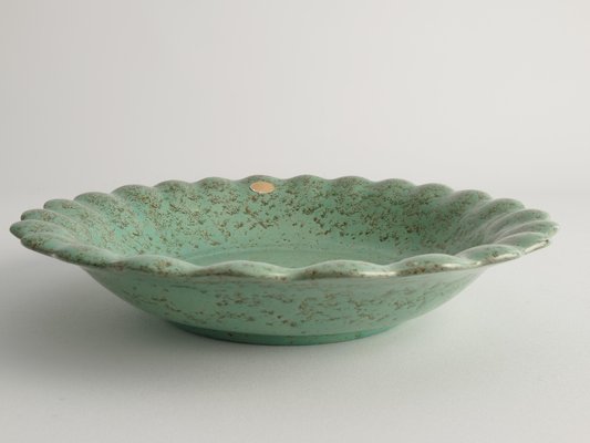 Celadon Green Earthenware Bowl & Plates from Nittsjö, Sweden, 1960s, Set of 7-RUK-1773828