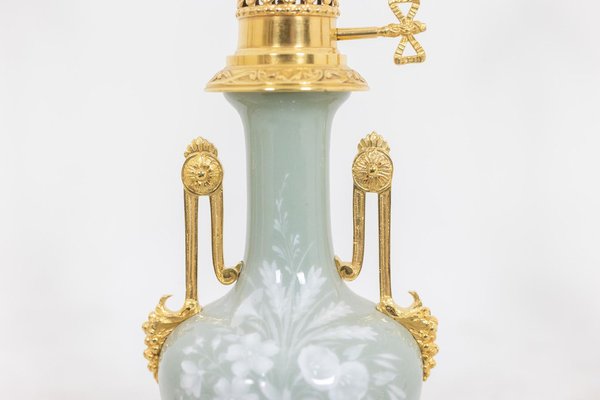 Celadon Porcelain and Gilded Bronze Table Lamps, 1880s, Set of 2-CEJ-1807399