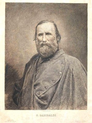 Celestino Turletti, Portrait of Giuseppe Garibaldi, Lithograph, 19th Century-ZCI-1775915