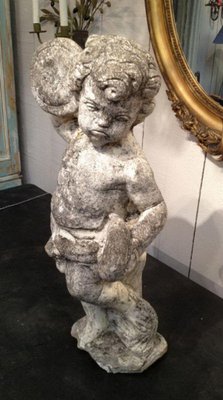 Cement Putti Playing the Tambourine Figure-BA-1365719