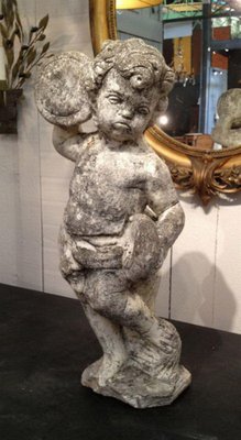 Cement Putti Playing the Tambourine Figure-BA-1365719