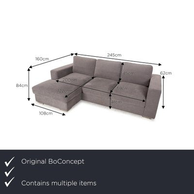 Cenova Fabric Sofa Set in Grey from BoConcept, Set of 2-RQW-2036324