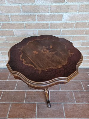 Center Table in Mahogany and Walnut with Maple Inlays, Italy, 1980s-ZUW-1799552