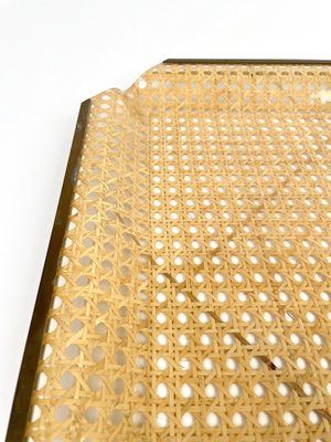 Centerpiece in Acrylic Glass, Rattan and Brass in the Style of Christian Dior, Italy, 1970s-LYQ-1378016