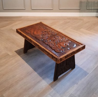 Central American Handcrafted Wooden Coffee Table, 1960s-SJU-889038