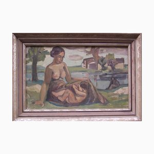 Central European Painter, Mother with Her Child, 1960s, Oil on Canvas-QOR-2023521