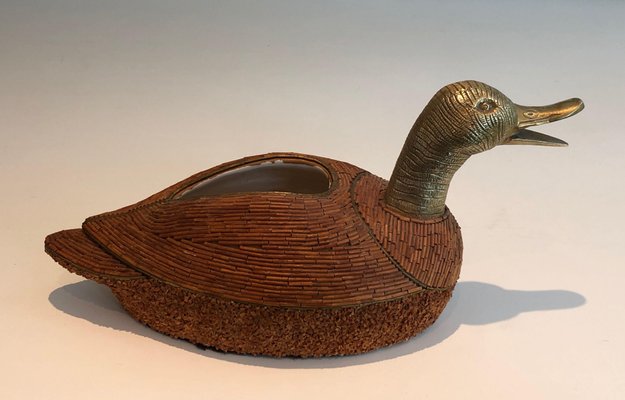 Ceramic and Brass Duck Storage, 1970s-BA-1706067