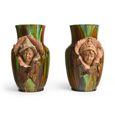 Ceramic and Sculpted Clay Vases, Set of 2-NQ-722724