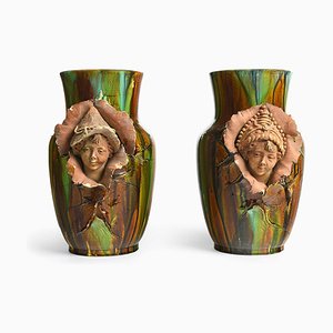 Ceramic and Sculpted Clay Vases, Set of 2-NQ-722724