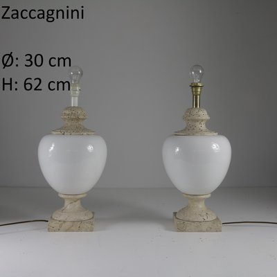 Ceramic and Travertine Table Lamps, Set of 2-SXX-1117683