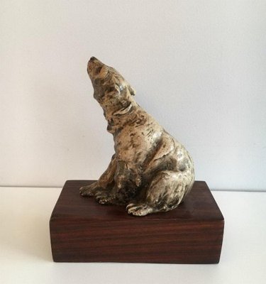 Ceramic Bear on Wood Base, 1900s-BA-658272