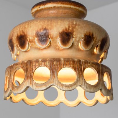 Ceramic Brown Terra Ceramic Pendant Light, Denmark, 1970s-VDW-1734502