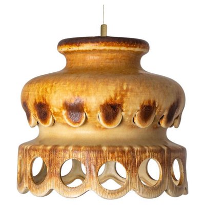 Ceramic Brown Terra Ceramic Pendant Light, Denmark, 1970s-VDW-1734502