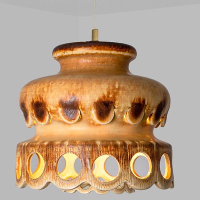 Ceramic Brown Terra Ceramic Pendant Light, Denmark, 1970s-VDW-1734502