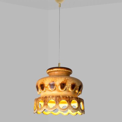 Ceramic Brown Terra Ceramic Pendant Light, Denmark, 1970s-VDW-1734502