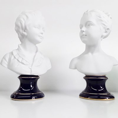 Ceramic Busts by Camille Tharaud for Limoges France, Set of 2-OLY-1048849