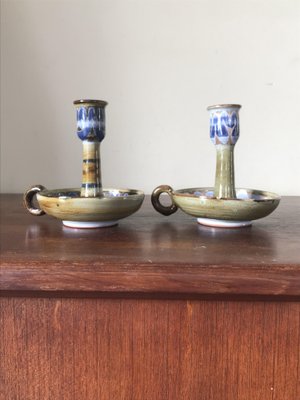 Ceramic Candleholders by Roland Moreau, Set of 2-NER-1354805