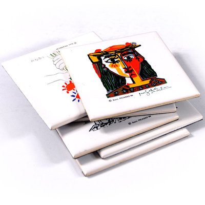 Ceramic Coasters from Succesion Picasso, 1996, Set of 6-GIW-1395834