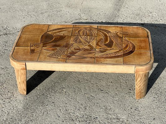 Ceramic Coffee Table by Raymonde Leduc, Vallauris, France, 1960s-SSK-1705940