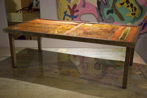 Ceramic Coffee Table in Lava Stone by Robert and Jean Cloutier Frères, 1950s-LA-1780223