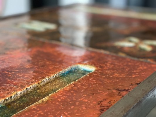 Ceramic Coffee Table in Lava Stone by Robert and Jean Cloutier Frères, 1950s-LA-1780638