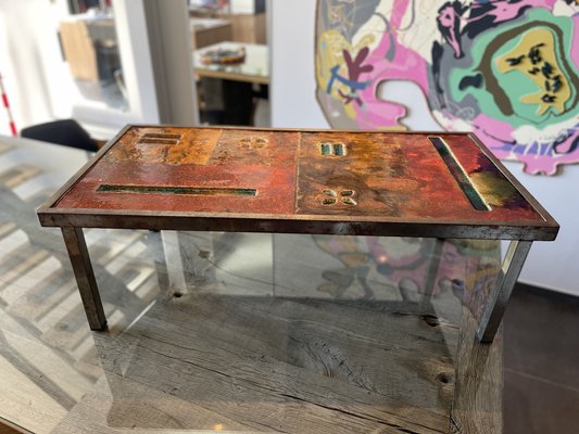 Ceramic Coffee Table in Lava Stone by Robert and Jean Cloutier Frères, 1950s-LA-1780638