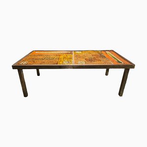 Ceramic Coffee Table in Lava Stone by Robert and Jean Cloutier Frères, 1950s-LA-1780223