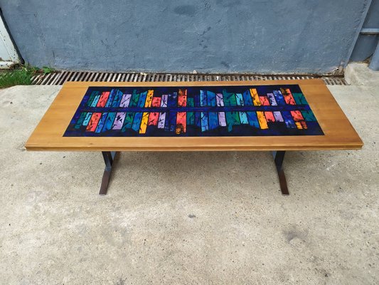 Ceramic Coffee Table with Abstract Decoration, 1960s-EAD-646586