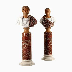 Ceramic Columns with Busts of Emperors by Tommaso Barbi, Set of 2-VMM-1807343