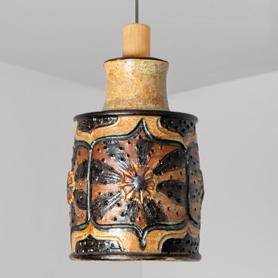 Ceramic Cylinder Pendant Light, Denmark, 1970s-VDW-1736494