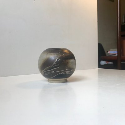 Ceramic Danish Ball Vase with Abstract Decor by Peter Sylvest, 1970s-LCR-743211